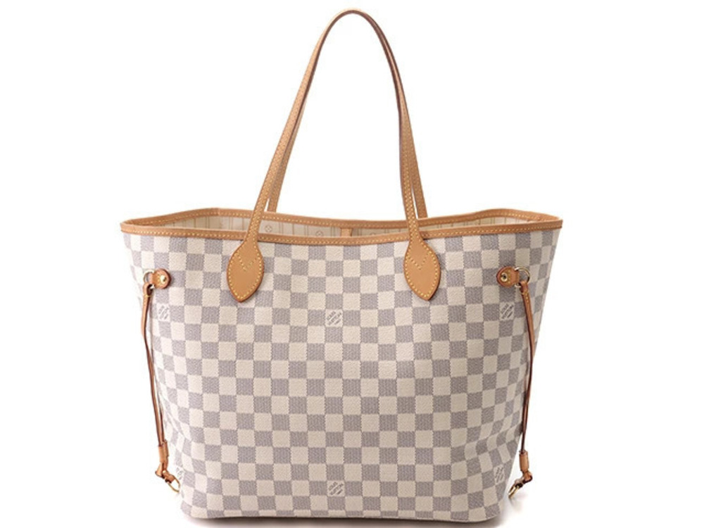 LOUIS VUITTON Neverfull Damier Azur White